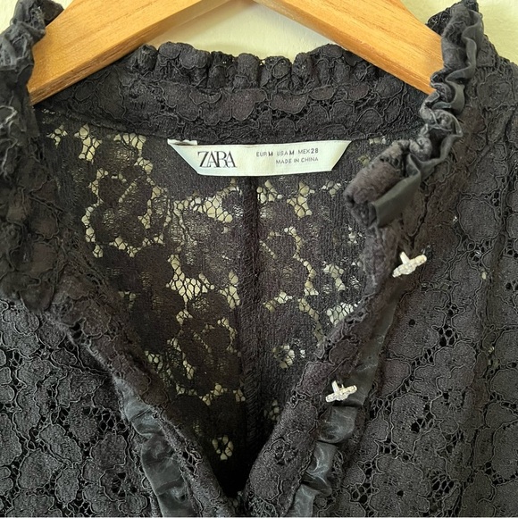 Zara Rhinestones Lace Black Dress - Picture 6 of 12